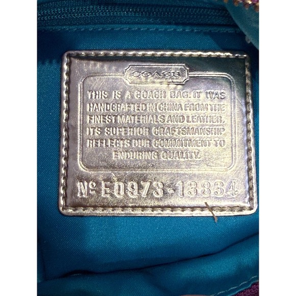 Coach Multicolor Op Art Print Canvas Leather Trim Shoulder Bag Purse Gold Chain - Picture 12 of 17